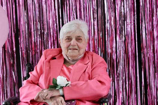 Woman in pink jacket