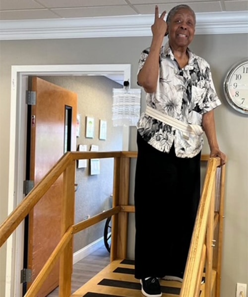 Sherri making great progress in the rehab gym