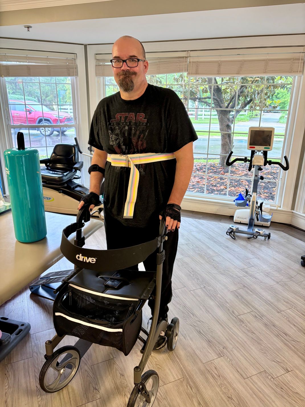 Patient Tom at the Louisville East rehab gym